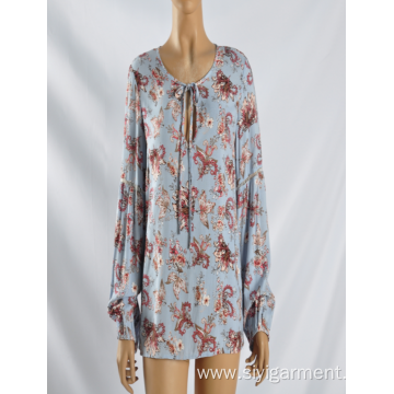 Full Rayon Printed Round Neck Blouse For Lady